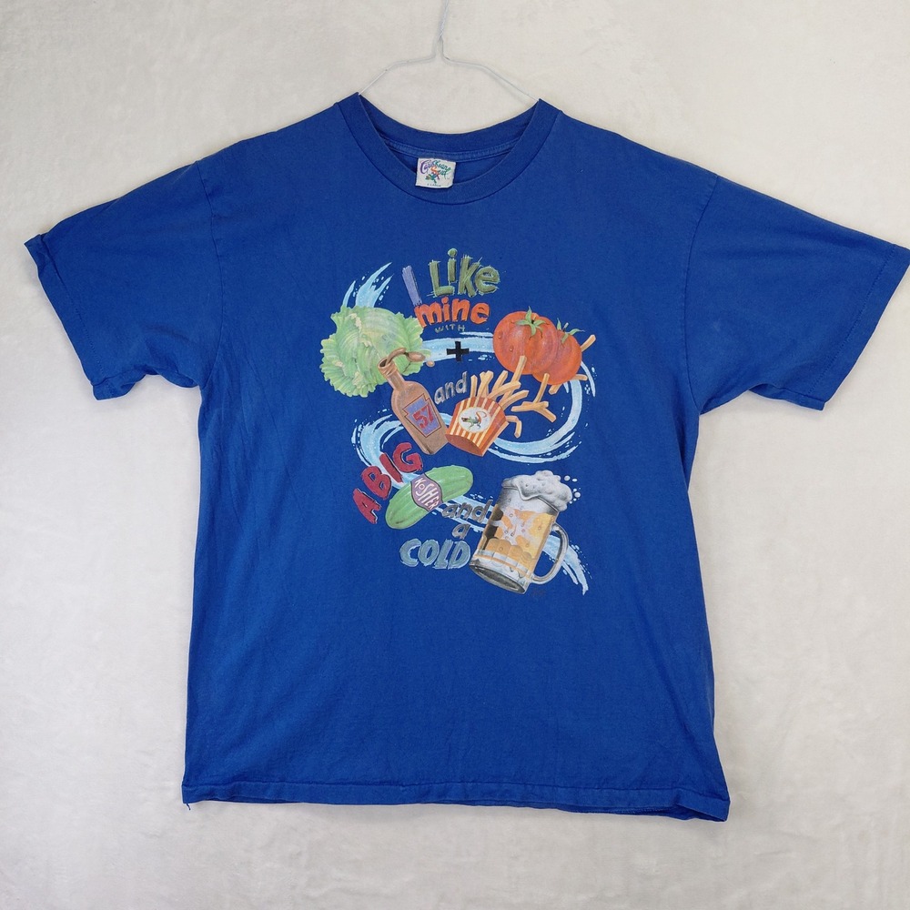 Vintage Caribbean Soul Cheeseburger in Paradise Blue TShirt XL Single Stitch Men